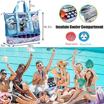 Large Beach Bags Beach Pool Travel Waterproof Sandproof Mesh Storage Tote  Bag