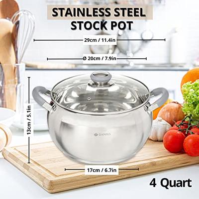 Stock pot Stainless Steel Soup Pot with Lid Multipurpose Soup Pot Heat  Resistant Stewing Pot