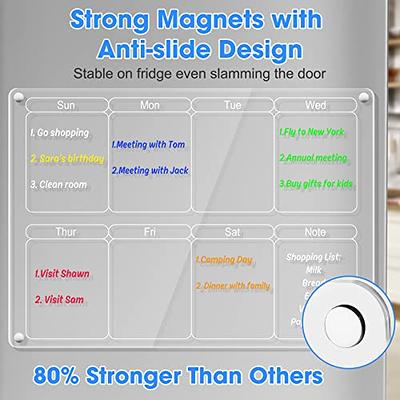 Acrylic Magnetic Fridge Calendar & Weekly Planner Monthly Dry Erase Board  for Refrigerator w/ 8 Markers & Magnetic Pen Holder Meal Planning  Whiteboard