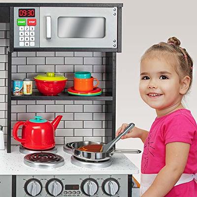 Lil' Jumbl Kids Kitchen Set, Pretend Wooden Play Kitchen, Battery Operated  Icemaker & Microwave with Realistic Sound, Pots & Pan Included - Charcoal -  Yahoo Shopping