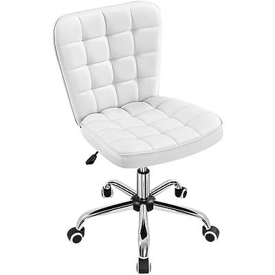 PUKAMI Criss Cross Chair,Armless Office Desk Chair No Wheels,Fabric Padded  Modern Swivel Vanity Chair,Height Adjustable Wide Seat Computer Task Chair