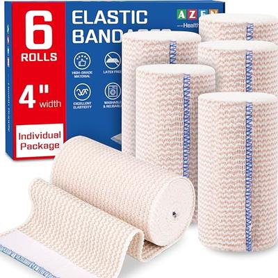 Elastic Compression Bandage Wrap - Premium Quality (Set of 4) with Hooks,  Athletic Sport Support Tape Rolls for Ankle, Wrist, Arm, Leg Sprains