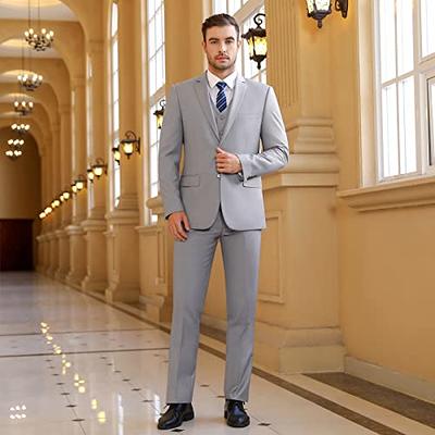 Solid Grey 3-piece Suits, Grey Pants Suits With Blazer, Waistcoat