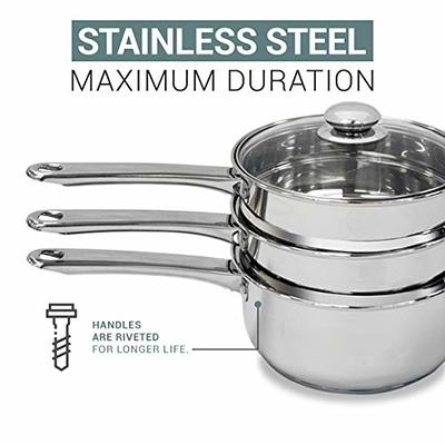 Double Boiler & Steam Pots for Chocolate and Fondue Melting Pot, Candle  Making - Stainless Steel Steamer