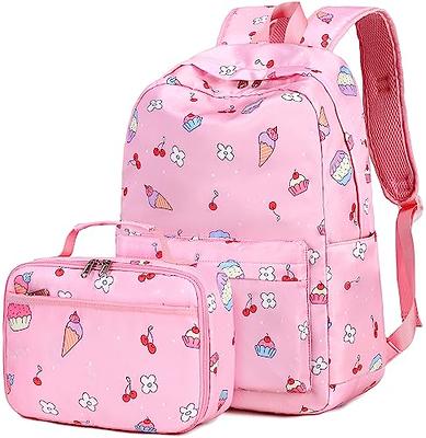 Robhomily Girls Backpack with Lunch Box for Elementary School Preschool  Kindergarten,16 Inch Cute Cat Kids Backpack with Lunch Bags Sets for