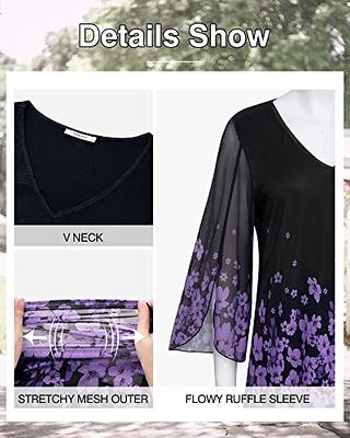 Bebonnie Dressy Tops for Evening Wear, Plus Size Bell 3/4 Sleeve Summer  Spring Fashion 2023 V Neck Chiffon Blouses & Button-Down Shirts Loose Fit  Flowy Swing Tunic Tops Deep Violet XXL 