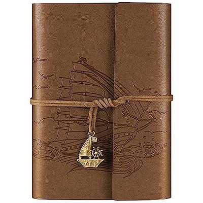 A4 Large Classic Brown Leather Bound Journal, Leather Notebook