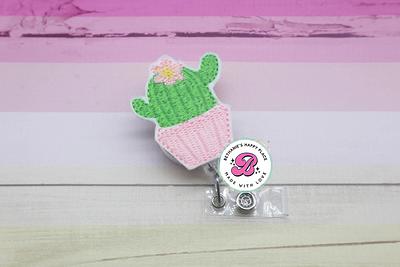 Succulent Badge Reel Funny Flower ID Holder Cactus Nurse Gift Cute