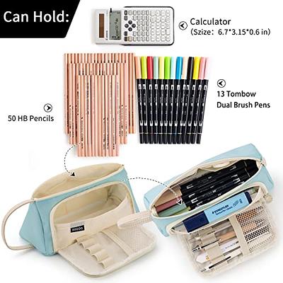 Big Capacity Pencil Case Canvas High Large Storage Pouch Marker Pen Case  Simple Stationery Bag School College Organizer For Student-light Purple