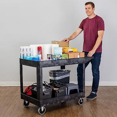 Utility Cart with Wheels, CRAFTFORCE 3-Tier Food Service Cart, Heavy Duty  528lbs Capacity Rolling Utility Cart with Lockable Wheels for Office,  Kitchen, Garage, Warehouse, 31.5 x 16.9 x 37.8, Black - Yahoo