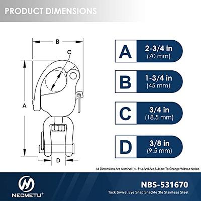 NECMETU Snap Shackle Sailing Halyard, 316 Stainless Steel Clevis Swivel Jaw  Swivel Shackle, Quick Release Snap Hook for Sailing Rigging Shackles (2-3/4  Inch - 2Pcs) - Yahoo Shopping