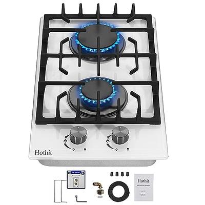 VEVOR GAS Cooktop 28 inch, Max 10100BTU 2 Burners Tempered Glass Countertop GAS Stove Top, Portable Natural GAS Hob with Pulse Electronic Ignition