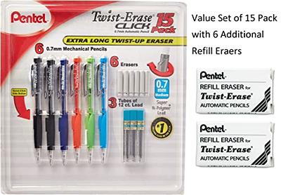 Four Candies 2PCS Metal Mechanical Pencils Set with Case, 0.5mm & 0.7 mm  Artist Pencil with 6 Tubes (360PCS) HB Lead Refills, 3 Erasers,9 Eraser