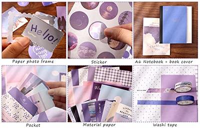  Draupnir Aesthetic Scrapbook Kit(348pcs), Bullet Junk Journal  Kit with Journaling/Scrapbooking Supplies, Stationery,A6 Grid Notebook with  Graph Ruled Pages DIY Scrapbook Gift for Teen Girl Kid(Sunset)