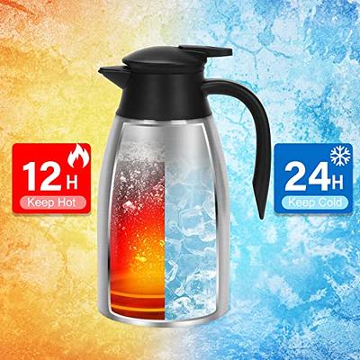 Rommeka 50oz Coffee Carafe - Insulated Stainless Steel Double Walled Vacuum Thermos  Coffee Carafes for Keeping Beverages Hot 12 Hours & Cold 24 Hours (Silver)  - Yahoo Shopping