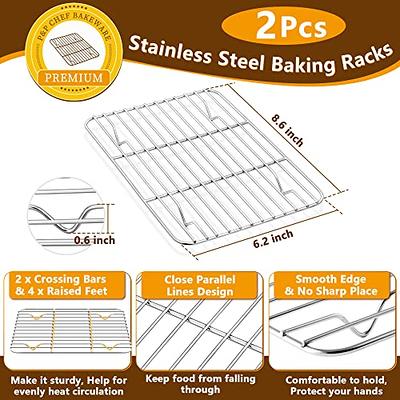 Toaster Oven Tray with Rack Set (2 Pans + 2 Racks), Size 9'' x 7'' x 1'',  Stainless Steel Toaster Oven Pan and Rack for Baking, Cooking, Roasting or  Cooling, Healthy 