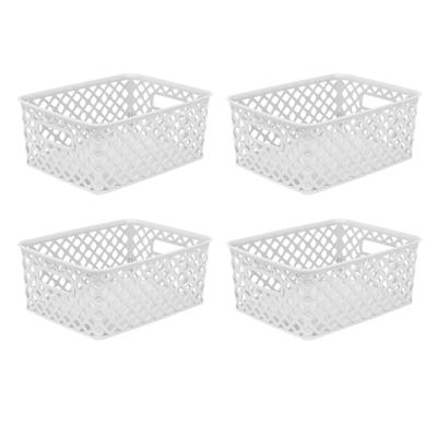 Mainstays Small Plastic Decorative Basket, Set of 4, Arctic White