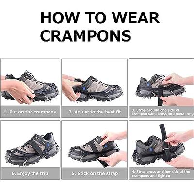 Azarxis Walk Traction Ice Snow Cleat Treads Grips Grippers Crampons  Creepers with 19 Spikes for Shoes Boots Men Women Walking Climbing Hiking  Fishing Heavy Duty Anti Slip Stainless Steel (Black, M) 