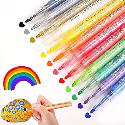 HTVRONT Acrylic Paint Pens - 24 Color Dual Tip Acrylic Paint Markers for  Adult Coloring, Smooth Ink