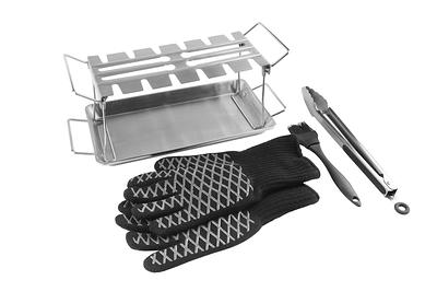 PitMaster King 6pc Stainless Steel Chicken Hanger Rack Grilling Set w/Drip  Tray, Brush, Tongs and 932F Heat Resistant Glove - Yahoo Shopping