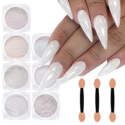 White Pearl Chrome Nail Powder Pearlescent White Iridescent Nail