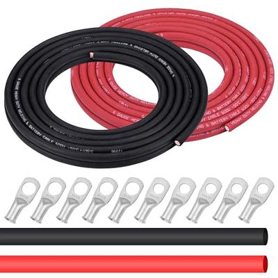 iGreely 6 Gauge 6 AWG Wire 20 Feet Black + 20 Feet Red Welding Battery Pure  Copper Ultra Flexible Cable + 5pcs of 5/16 & 5pcs 3/8 Copper Cable Lug  Terminal Connectors + Heat Shrink Tubing - Yahoo Shopping