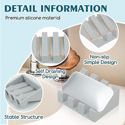 Silicone Soap Dish: Premium Gray Self-Draining Soap Bar Holder