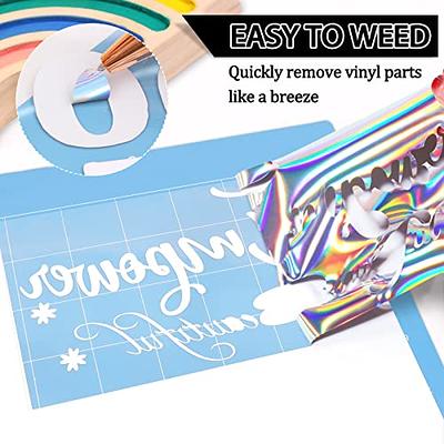 Holographic Rainbow Silver Metallic Iron On Heat Transfer Vinyl Foil HTV  for T-Shirts, 12x10 Sheets, Easy to Cut and Weed for Silhouette Cameo