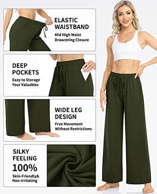 TARSE Wide Leg Yoga Pants for Women Plus Size High Waist Comfy Drawstring  Sweatpants Palazzo Pajama Pants with Pockets (Army Green,XL) - Yahoo  Shopping