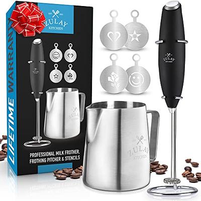 Powerful Handheld Milk Frother, Mini Milk Foamer, Battery Operated (Not  included) Stainless Steel Drink Mixer with Frother Stand (Wood) - Yahoo  Shopping