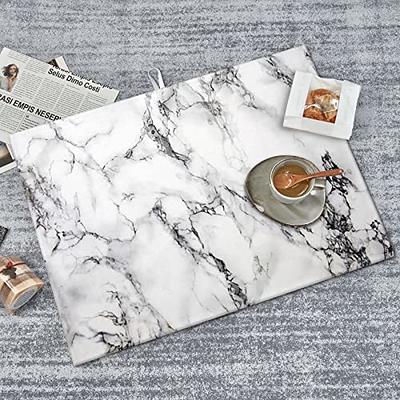 White Grey Marble Dish Drying Mat for Kitchen Counter XL 18 X 24