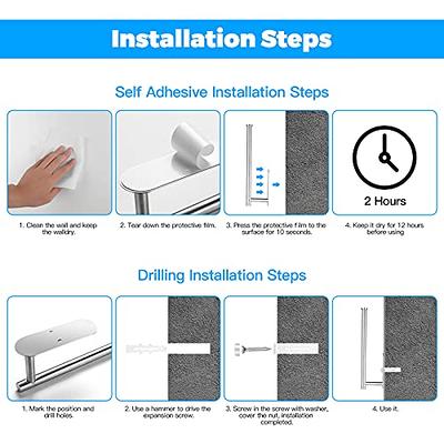 Self Adhesive Wall Mount Paper Towel Holder Under Cabinet Kitchen Bathroom  Door