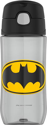 Thermos Kids Plastic Water Bottle with Spout, Batman, 16 Fluid