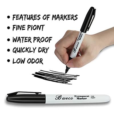 Keebor Advanced Permanent Markers Fine Tip, 60 Pack Black Permanent Marker  Set, Waterproof - Quick Drying, Office Supplies