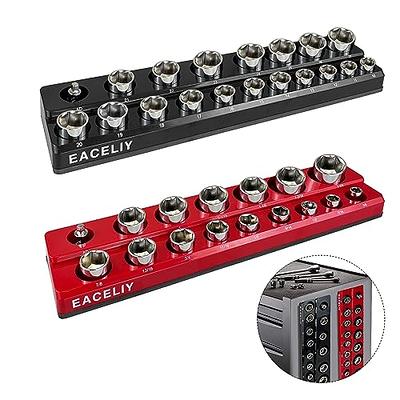 CASOMAN 1/4-inch Magnetic Socket Organizer, Holds 26 Metric Sockets, Red  Color, Magnetic Socket Organizer Tray 