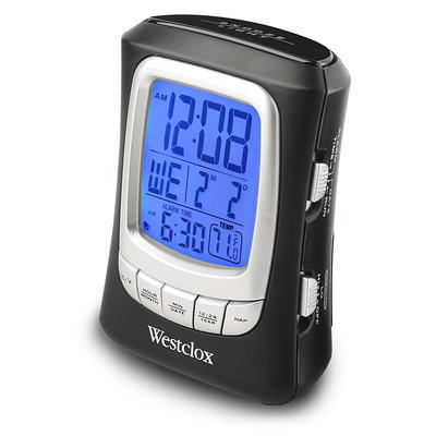 Westclox Black Digital Alarm Clock with Day/Date Display and LED Backlight