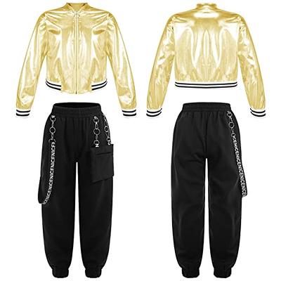 Girls Hip Hop Outfits Street Dance Clothes 2 Pieces Crop Top and Pants  Tracksuit