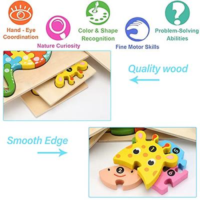Montessori Mama Jigsaw Puzzles for Kids Ages 4-8 | Wooden Puzzles for Kids Ages 3-5 | 3-Pack Kids Puzzles Ages 6-8 | 120 Piece Learning Games for