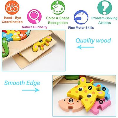 Montessori Mama Wooden Toddler Puzzles for Kids Ages 2-4