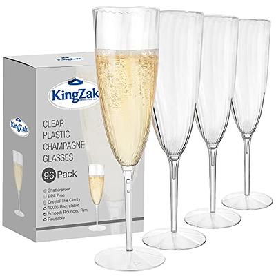 96 Disposable Champagne Flutes Wine Glasses Plastic Cups Mimosa Drinkware  6oz