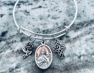 Miraculous Medal charm sterling silver fits Pandora Catholic
