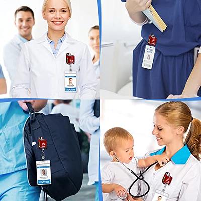 Plifal ID Badge Holder with Lanyard and Retractable Nurse Badge Reel Belt  Clip, ICU ER EMT Nursing Doctor Medical Keychain Lanyards Clip for Women