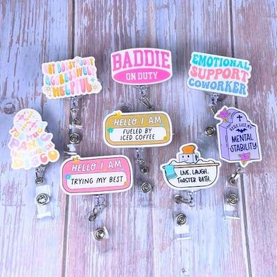 YJ PREMIUMS 8 PC Funny Badge Holder Retractable Cute Badges Reels