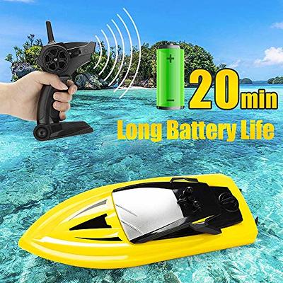  Zyerch RC Boat - Remote Control Boat with LED Light for Pools  and Lakes, 2.4Ghz Self-Righting RC Boats for Adults and Kids with 2  Rechargeable Battery, Low Battery Alarm, 25 km/h