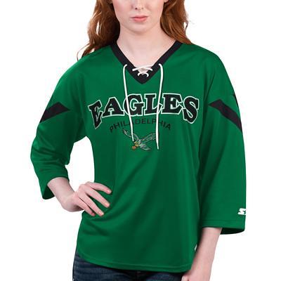 Women's Starter Green Philadelphia Eagles Rally Lace-Up 3/4 Sleeve T-Shirt  - Yahoo Shopping