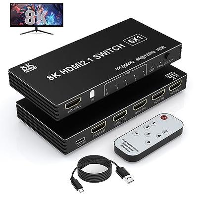 8K@60Hz HDMI 2.1 Switch, HDMI Switch 3 in 1 Out, 3-Port HDMI Switcher  Selector, Supports 4K@120Hz, 1080P@240Hz, 1080P@120Hz for Fire Stick, HDTV,  PS4/5, Game Consoles with Remote Control 