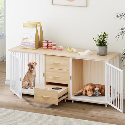 Furniture Style Dog Crate, TV Stand Dog Kennel Indoor, Large Dog Bed for  Two Dogs, Removable Divider and 2 Drawers, for Small Medium Large XL Dog