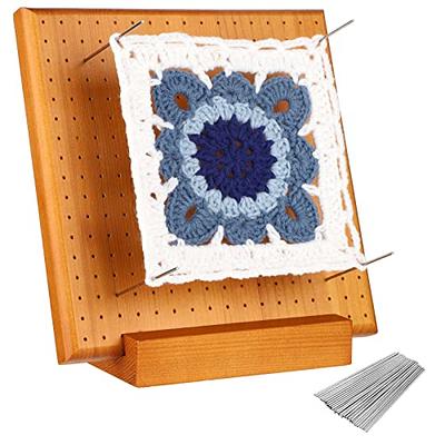 Crochet Square Blocking Board with Pins 15 PCS, Bamboo Wooden Blocking  Boards for Crochet Projects 9.25 in
