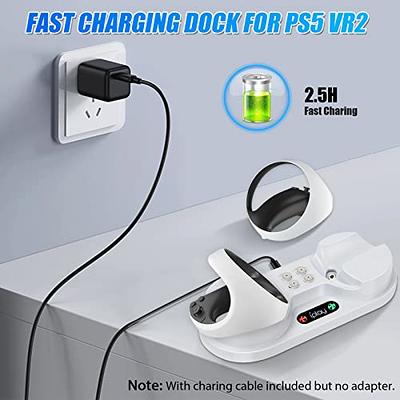  Controller Fast Charging Station for PSVR2 Sense, Charging Dock  Game Accessories for PSVR 2 Charger with LED Light, Headset Display Stand  and Controller Mount, Magnetic Connector, USB to Type-C Cable 