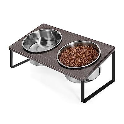 zeckhro elevated dog bowls-2*48 oz wall mounted adjustable elevated heights dog  bowl stand